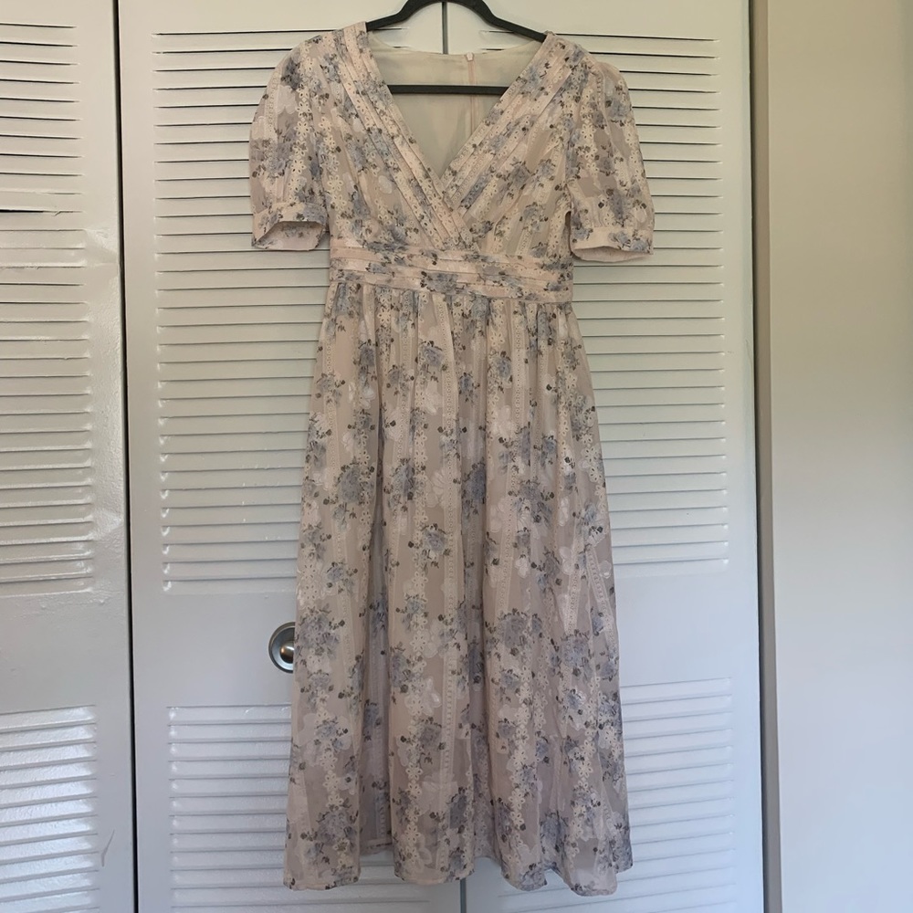 Floral Lace Embroidered Midi Dress